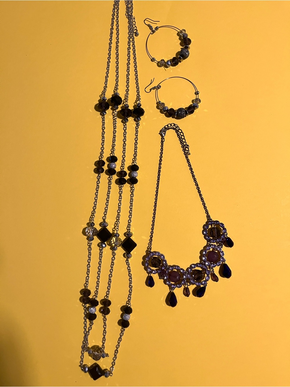 Elegant Purple and Pink Crystal Necklace Set